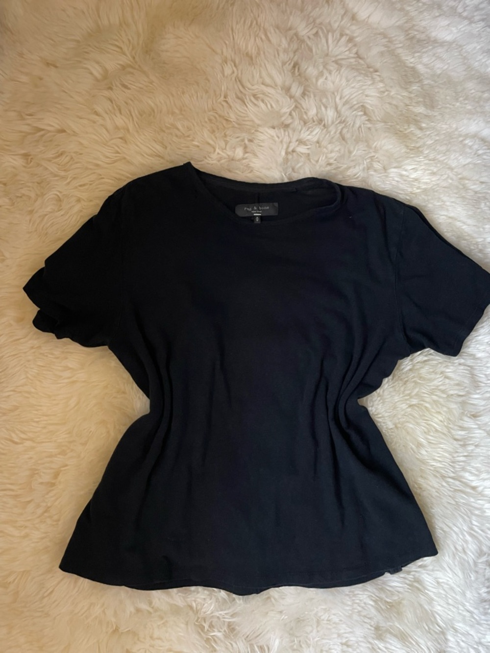 Vintage rag & bone black linen blend boxy crop fit men’s t shirt